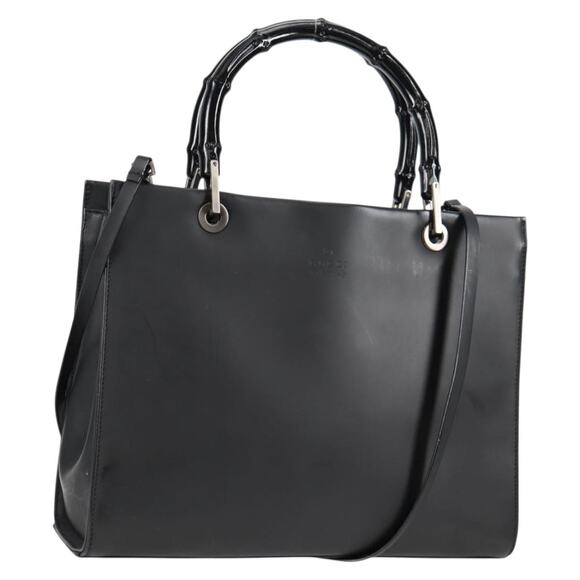 GUCCI Bamboo Hand Bag Leather Black 002 002 - Picture 1 of 16